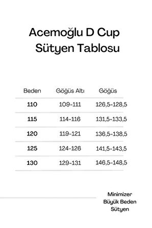 Acemoğlu Kadın Toparlayıcı Küçültücü Sütyen Büyük Beden 110-130 D Cup Kap Siyah