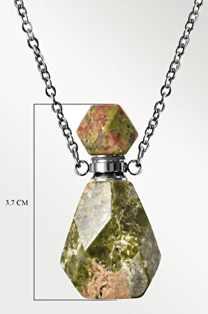 Sertifikalı Parfüm Şişe Tasarımlı Unakit Taşı Kolye - Gümüş Aparatlı