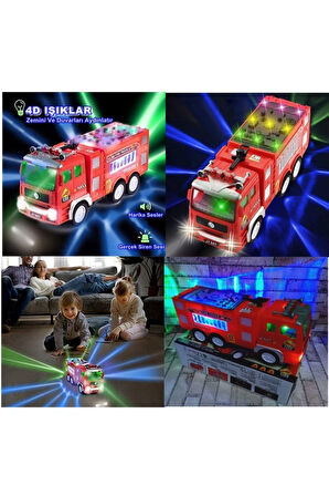 Oyuncak Itfaiye Kamyonu Pilli Işıklı Sesli Çarptıkça Yön Değiştiren Itfaiye Aracı