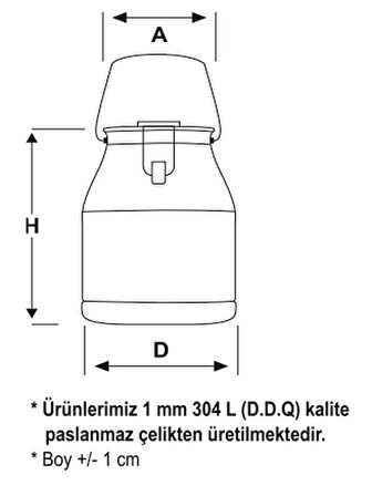 BARTECH 10LT PASLANMAZ ÇELİK KAPAKLI SÜT GÜĞÜMÜ KLİPSLİ