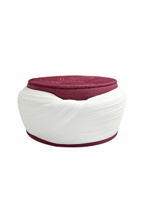Namaz Sarığı-Beyaz Kumaş-Bordo Takke-Nâli Şerif-5 metre