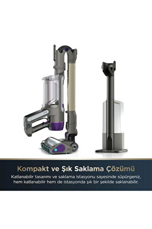 PowerDetect Clean&Empty Auto-Empty Sistemli Pet Başlıklı  Şarjlı Dikey Süpürge 70 dk'ye kadar Şarj