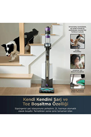 PowerDetect Clean&Empty Auto-Empty Sistemli Pet Başlıklı  Şarjlı Dikey Süpürge 70 dk'ye kadar Şarj