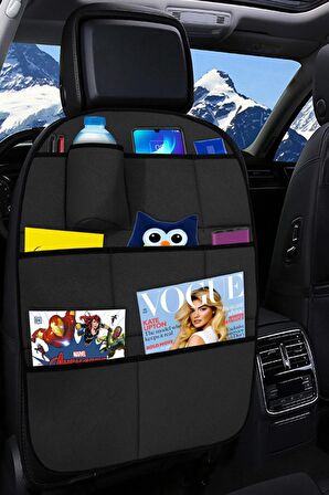Premium Siyah Araç Koltuk Arkası Organizer - Araç Içi Eşya Düzenleyici