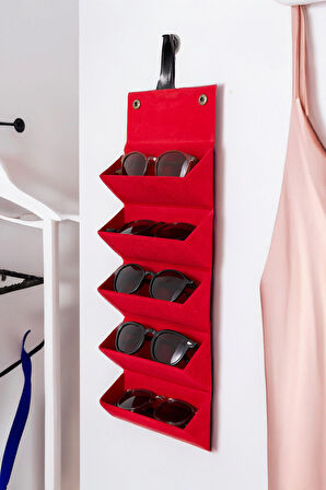 Bizzarini 5'li Katlanabilir Deri Gözlük Saklama ve Taşıma Kutusu