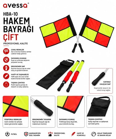 Delux Serisi HBA-10 Hakem Bayrağı Çift Yönetici Spor Hakemlik