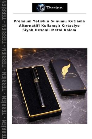 Premium Yetişkin Sunumu Kutlama Alternatifi Kullanışlı Kırtasiye Siyah Desenli Metal Kalem