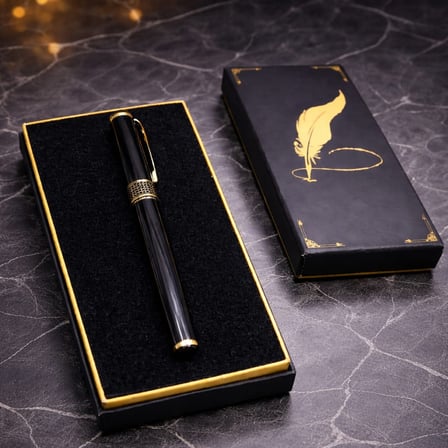 Premium Yetişkin Sunumu Kutlama Alternatifi Kullanışlı Kırtasiye Siyah Desenli Metal Kalem