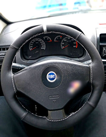 DİKİŞLİ DİREKSİYON KILIFI NUBUK NOKTALI DERİ GRİ YÜZÜK GRİ DİKİŞLİ FIAT ALBEA İÇİN
