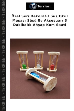 Özel Seri Dekoratif Süs Okul Masası Süsü Ev Aksesuarı 3 Dakikalık Ahşap Kum Saati