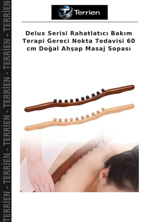 Delux Serisi Rahatlatıcı Bakım Terapi Gereci Nokta Tedavisi 60 cm Doğal Ahşap Masaj Sopası