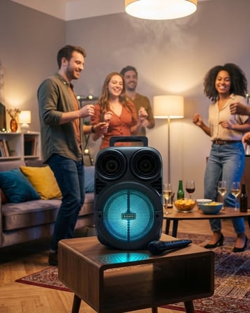 Bluetooth Taşınabilir Karaoke Hoparlör 6.5 İnç Mikrofonlu RGB Işıklı USB TF 