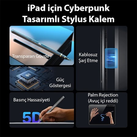 Dux Ducis SP-04 Manyetik Şarjlı Stylus Pen iPad Tablet Dokunmatik Kalem Transparen