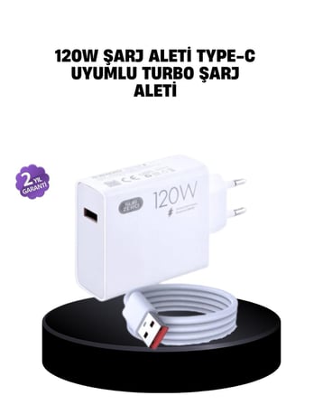 120W Mi Turbo Destekli Hızlı Şarj Cihazı Type-C Uyumlu Akım Korumalı