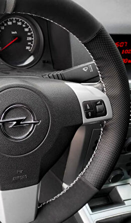 DİKİŞLİ DİREKSİYON KILIFI NUBUK DERİ NOKTA DERİ GRİ YÜZÜK GRİ DİKİŞLİ OPEL ASTRA İÇİN