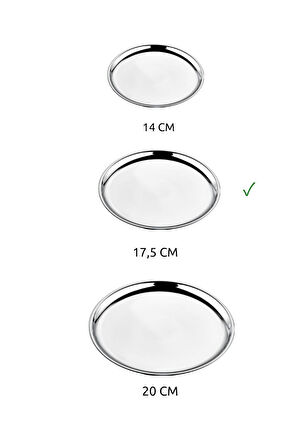 6'lı Paslanmaz Çelik Sunum Tatlı Tabağı İkram Tabağı 17 cm
