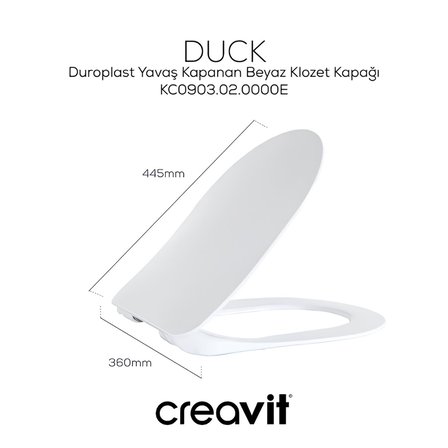 Creavit Nora Vortex Beyaz Asma Klozet NO323, Creavit Nora Duck Duroplast Yavaş Kapak