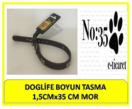 DOGLİFE BOYUN TASMA 1,5CMx35 CM MOR KEMİK FİGÜRLÜ