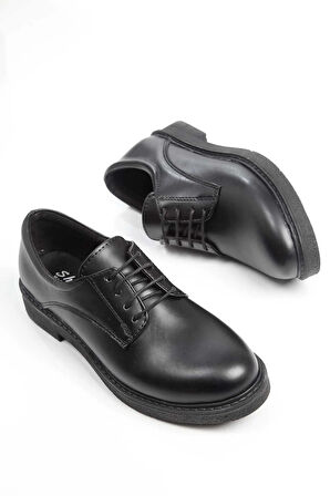 Günlük Rahat Ve Şık Kalın Tabanlı Kadın Bağcıklı Loafer Ayakkabı