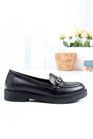 Günlük Rahat Ve Şık Kalın Tabanlı Tokalı Kadın  Loafer Ayakkabı