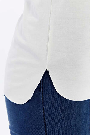 Kadın Beyaz V Yaka Cupra Modal Kumaş Kısa Kollu T-shırt