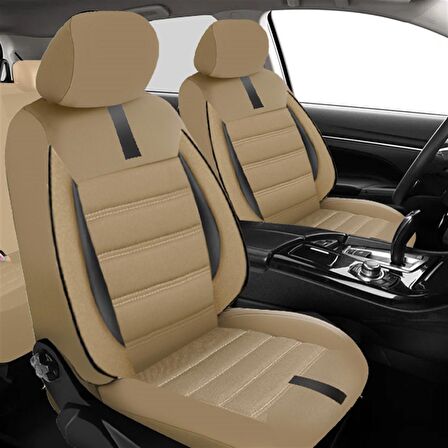 NiCe Shop  Mirage Serisi Taytüyü Kumaş Deri Detaylı Airbag Dikimli Oto Koltuk Kılıfı Ön Arka Tam Set