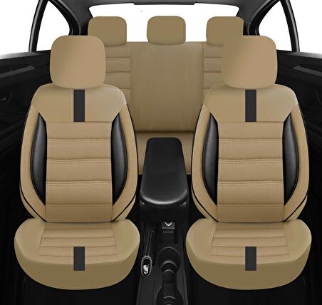NiCe Shop  Mirage Serisi Taytüyü Kumaş Deri Detaylı Airbag Dikimli Oto Koltuk Kılıfı Ön Arka Tam Set