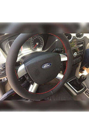 DİKİŞLİ DERİ DİREKSİYON KILIFI NOKTALI DERİ GRİ DİKİŞLİ FORD FOCUS İÇİN