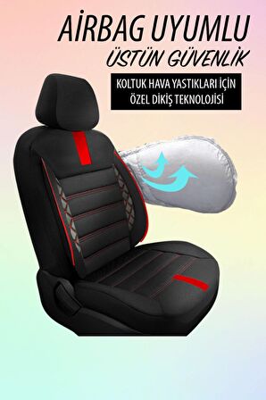 NiCe Shop Fiat Linea Uyumlu Koltuk Kılıfı Mirage Serisi  - Kırmızı