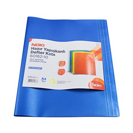 Noki Hazır Yapışkanlı Defter Kabı A4 10lu Mavi 60162-10