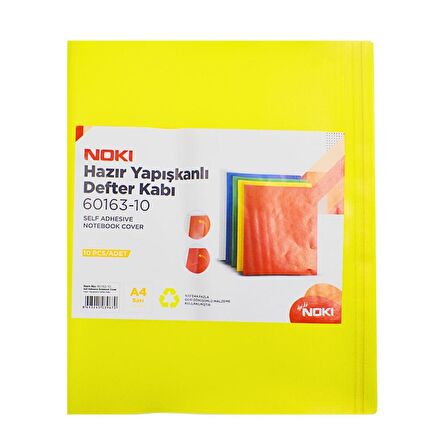 Noki Hazır Yapışkanlı Defter Kabı A4 10lu Sarı 60163-10