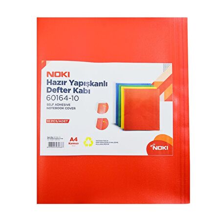 Noki Hazır Yapışkanlı Defter Kabı A4 10lu Kırmızı 60164-10