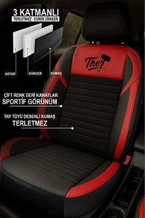 Skoda Superb 2.0 Tsi 280 Dsg Greentec 4x4 Active 2016 UYUMLU THOR SERİSİ TAM SET TAY TÜYÜ OTO KILIF KIRMIZI