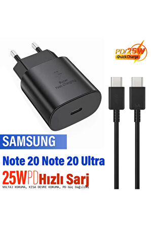 Samsung Note20 Notre 20 Ultra Şarj Aleti ve Kablosu 25W HIZLI Şarj Type C Kablo