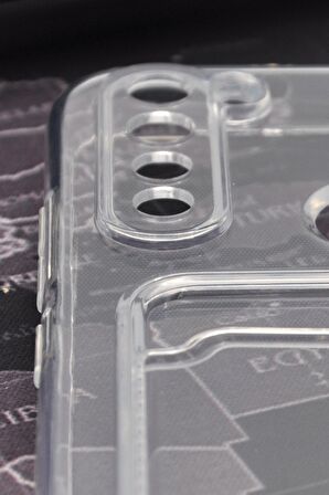 Xiaomi Redmi Note 8 Uyumlu Kredi Kartlıklı Şeffaf Kılıf Kamera Korumalı