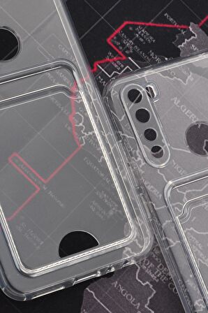Xiaomi Redmi Note 8 Uyumlu Kredi Kartlıklı Şeffaf Kılıf Kamera Korumalı