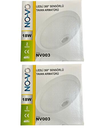 Novo 18W Ledli (Beyaz Işık) 360 Derece Sensörlü Tavan Armatürü NV003 (2 Adet)