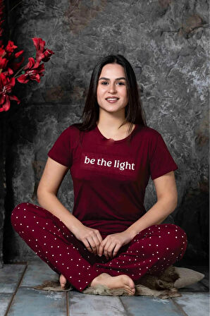 Lukitus Kısa Kol Milan Kumaş Kadın Pijama Takımı