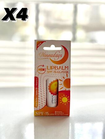 Nowadays LİP BALM Dudak Koruyucu SPF-15 Classic 4'LÜ SET