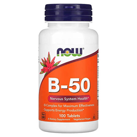 NOW Foods B-50 Choline İnositol Paba Nervous System Health 100 Tablet