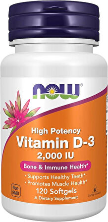 NOW Foods, Vitamin D3 High Potency 2000 IU 120 Softgels