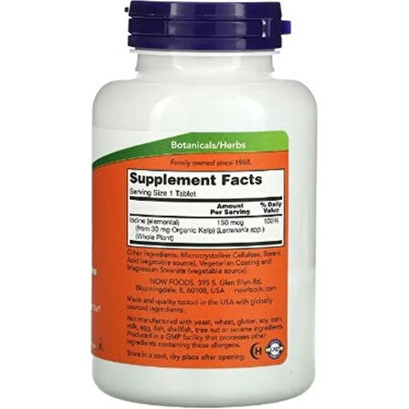 NOW Foods, Kelp, Super Greens (Yosun) 150 mcg, 200 Tablet