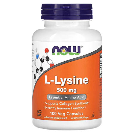 NOW Foods L-Lysine Lizin 500 mg 100 Veg Caps