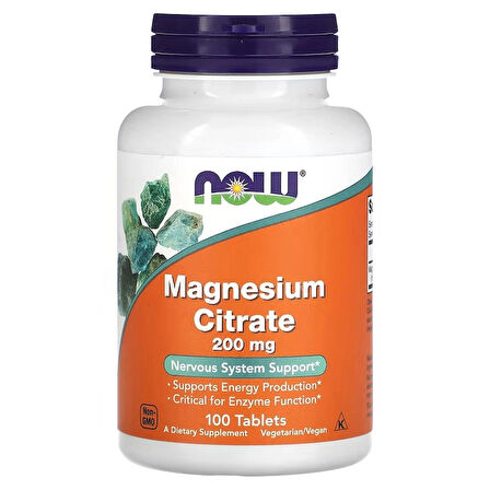 NOW Foods, Magnesium(Magnezyum) Citrate, 200 mg, 100 Tablets