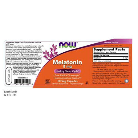 NOW MELATONİN 5 MG 60 CAPS