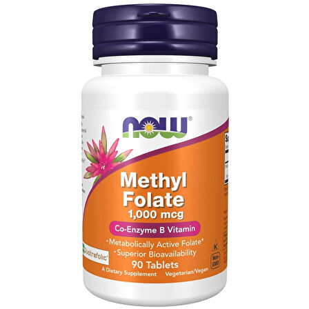 NOW Methyl Folate 1,000 mcg Metabolically Active Folate Co-Enzyme B Vitamin Koenzim B 90