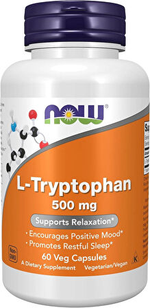 NOW Foods L-Tryptophan 500 mg Encourages Positive Mood Supports Relaxation 60 Veg Caps