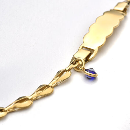 14 Ayar Altın Kaplama  Bebek ve Çocuk Göz Boncuk Nazarlı  İsim Gümüş Bilellik Künye - BPC00104