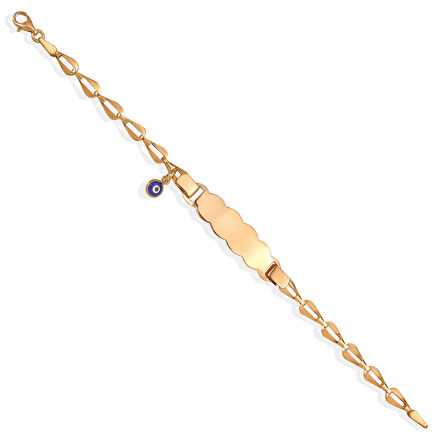 14 Ayar Altın Kaplama  Bebek ve Çocuk Göz Boncuk Nazarlı  İsim Gümüş Bilellik Künye - BPC00104