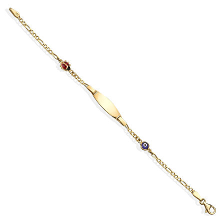 925 Ayar Gümüş Uğurböceği ve Nazar Boncuklu Bebek Bilekliği - BPC00107